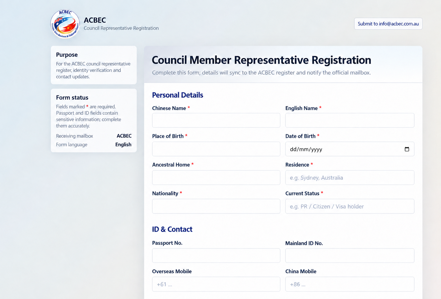 ACBEC registration